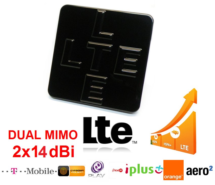 WndComp Antena LTE 3G 4G 2x 14dBi złącze TS9 i CR