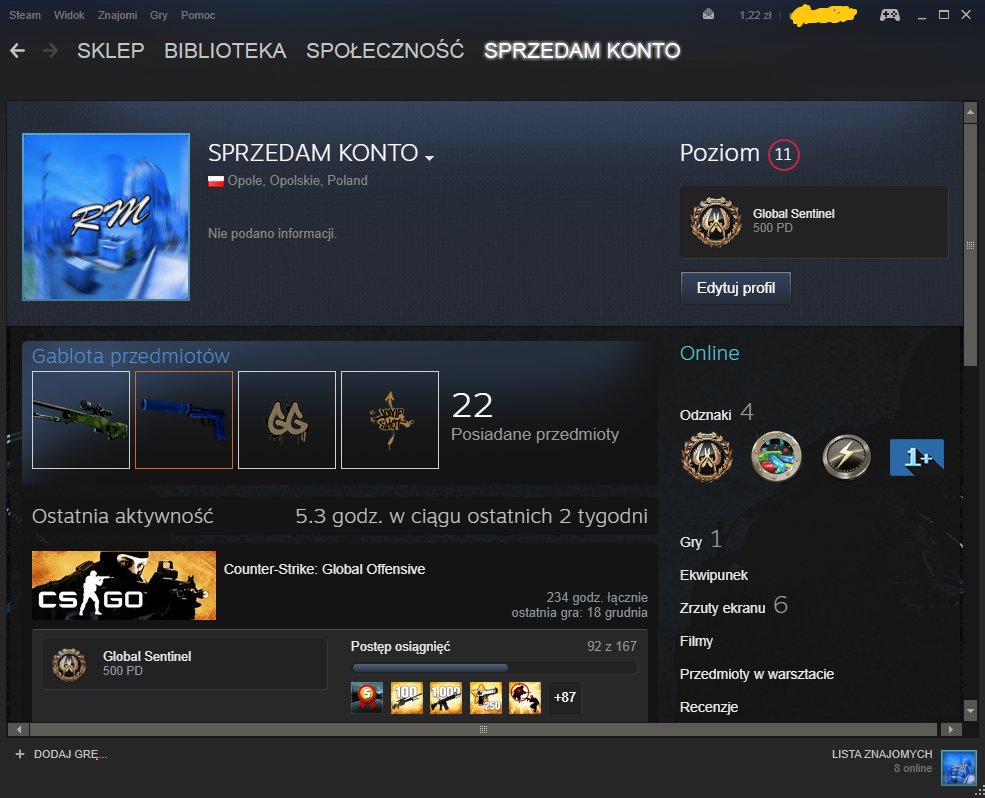 TYLKO DZISIAJ CENA CS:GO KONTO SKINY csgo cs go 