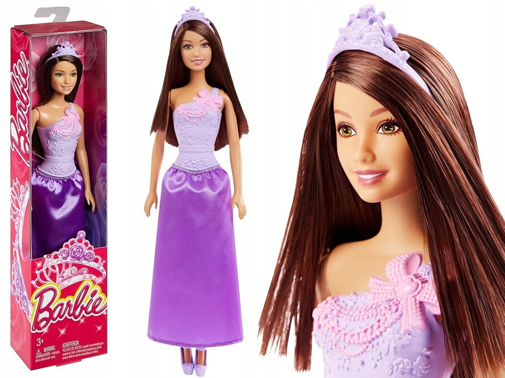 BARBIE LALKA KSIĘŻNICZKA PODSTAWOWA BRĄZOWE WŁOSY