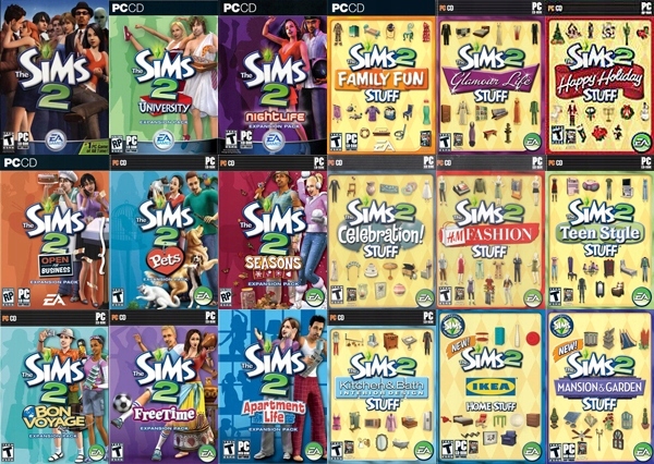 THE SIMS 2 pełna kolekcja wszystkie dodatki