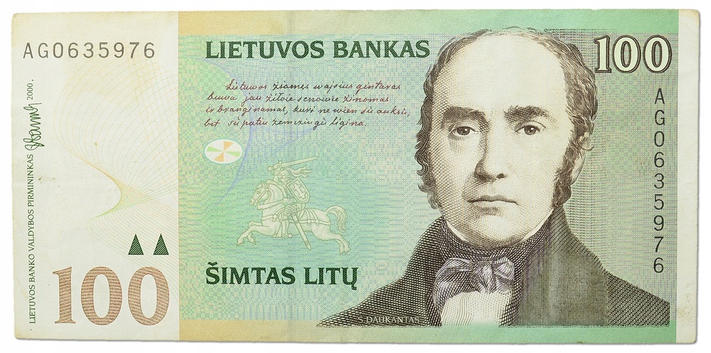 41.Litwa, 100 Litów 2000 rzadki, P.62, St.3+