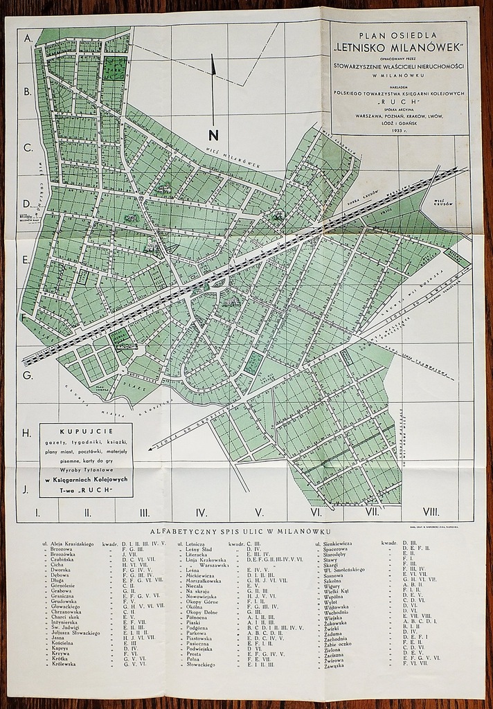 MILANÓWEK :: przedwojenny plan miasta : 1933 rok