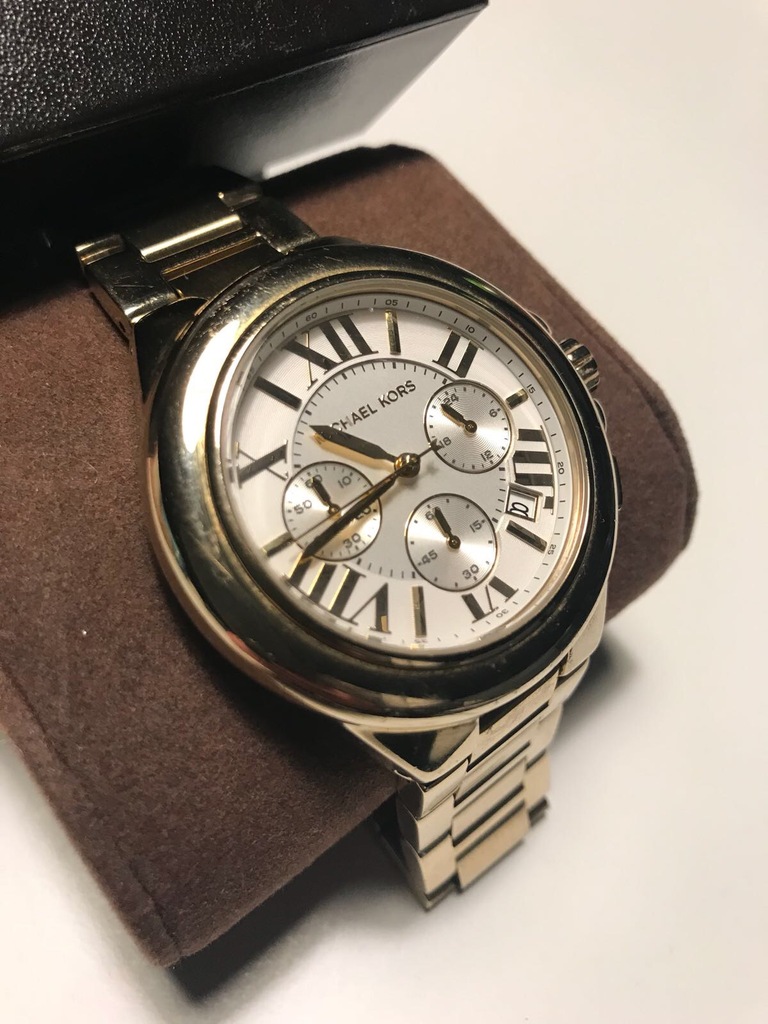 zegarek Michel Kors złoty duży biała tarcza