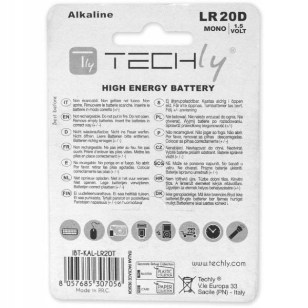 Baterie alkaliczne LR20D 2 szt, (IBT-LR20T2B)