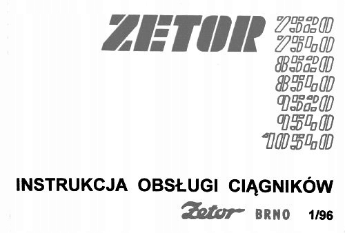 Zetor 7520...9540, 10540 - instrukcja PL (1996)