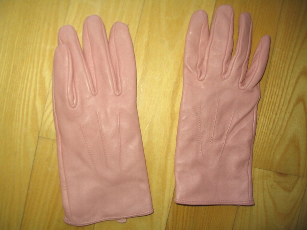 Next-pudrowe rękawiczki M L skóra