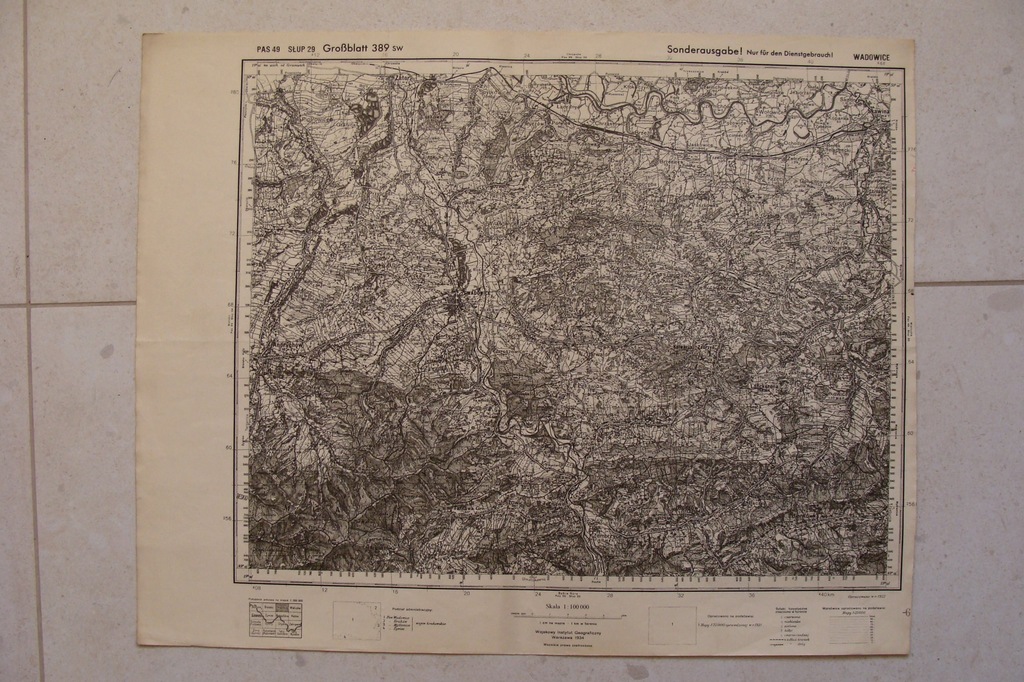 WADOWICE KALWARIA ZEBRZYD. LANCKORONA MAPA 1934
