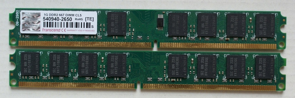 SLIM Transcend 1GB DDR2 5300 667 CL5 w 1 kości GW.