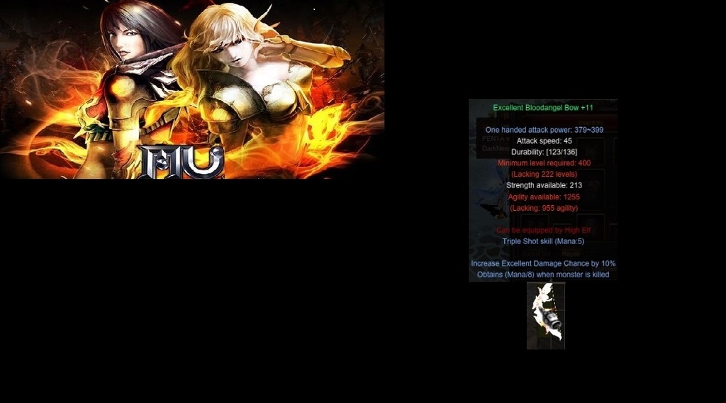 EXC BLOODANGEL BOW+11+XDMG+MANA MIDGARD Mu online
