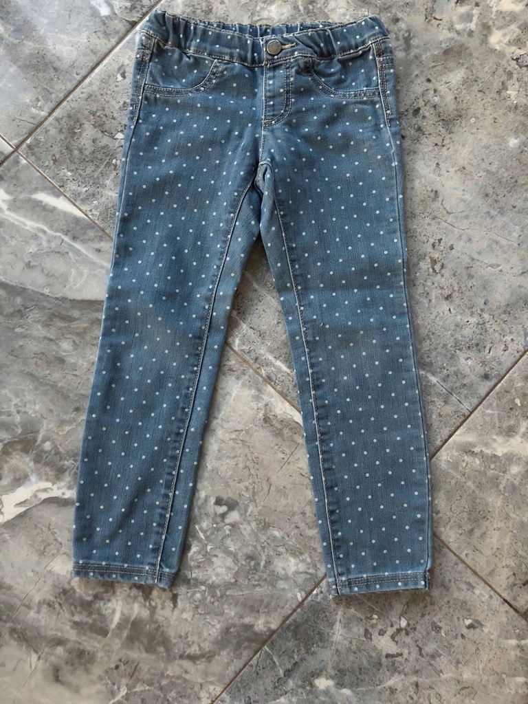 BENETTON spodnie jeans w kropki 5-6 skinny