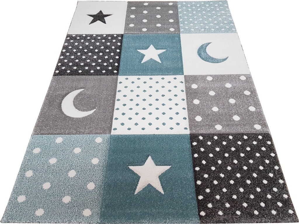 Dywan DIAMOND 3D 160x230 w GWIAZDY GWIAZDKI turkus