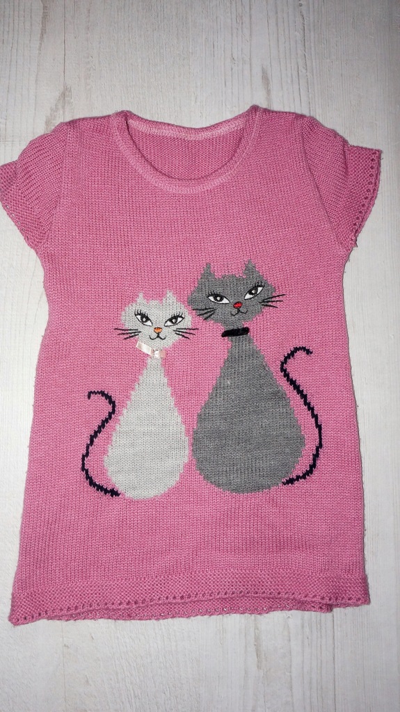 JOMAR różowa sweterkowa tunika 116 koty rękaw