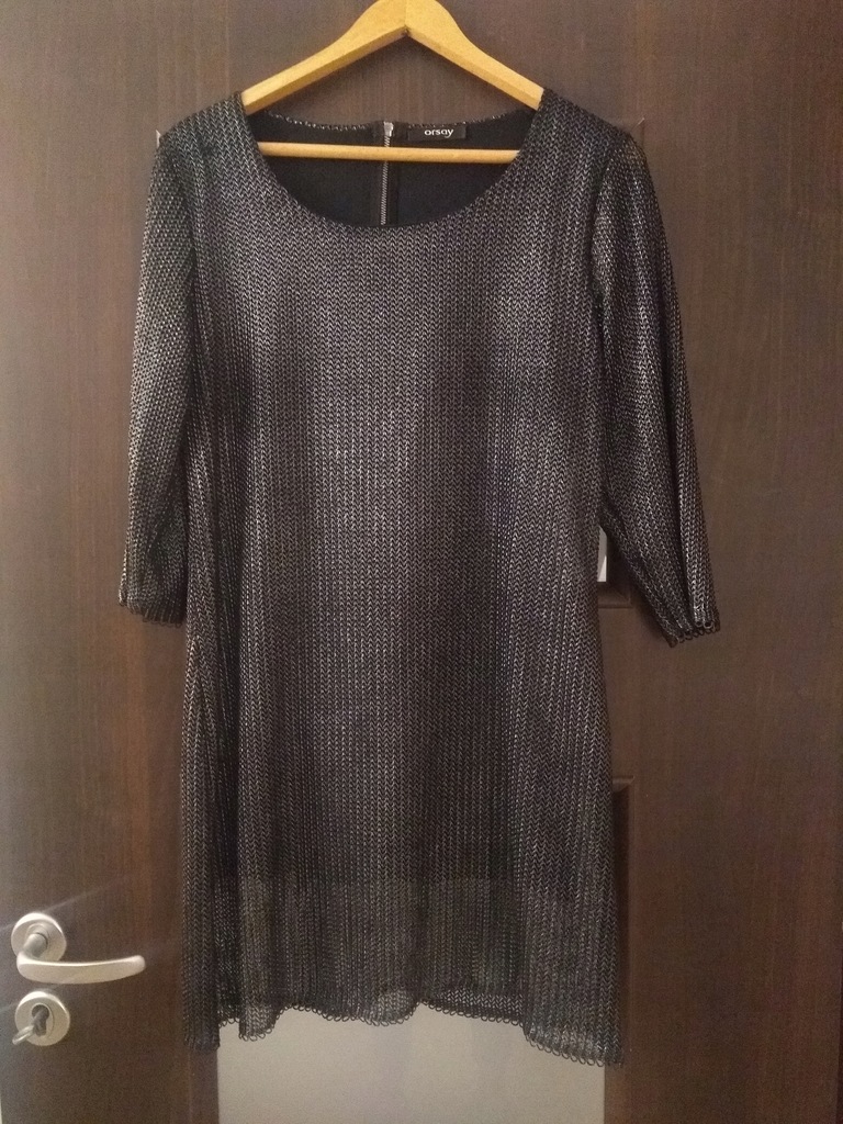 tunika Orsay sukienka czarna metaliczna trapezowa