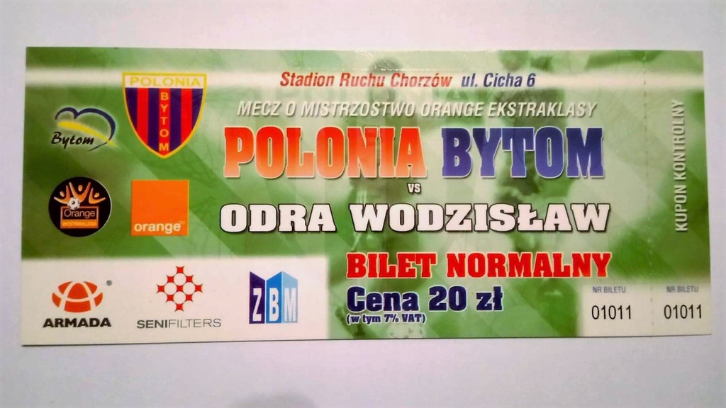 Bilet Polonia Bytom - Odra Wodzisław 03.11.2007