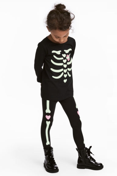 H&M Komplet kości szkielet legginsy 122/128