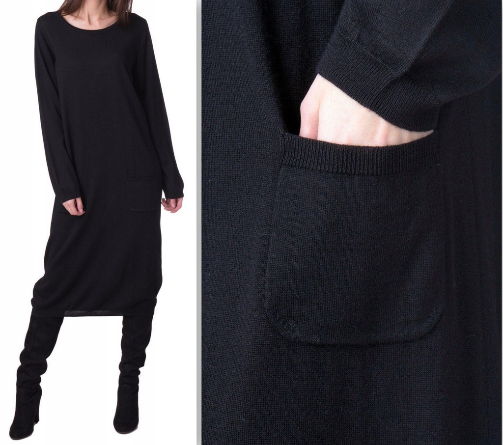 NOLITA desig.swetrowa oversize black sukienka S