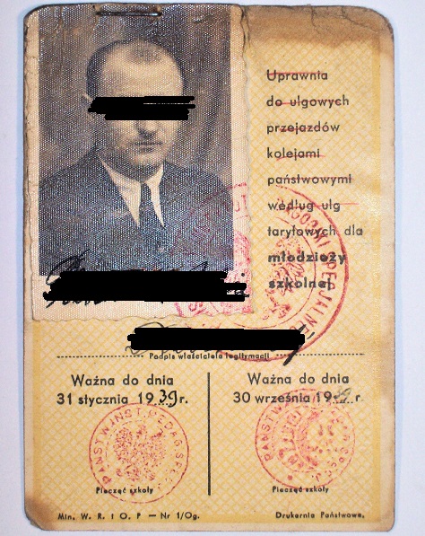 WARSZAWA - LEGITYMACJA STUDENCKA- 1938/39r.