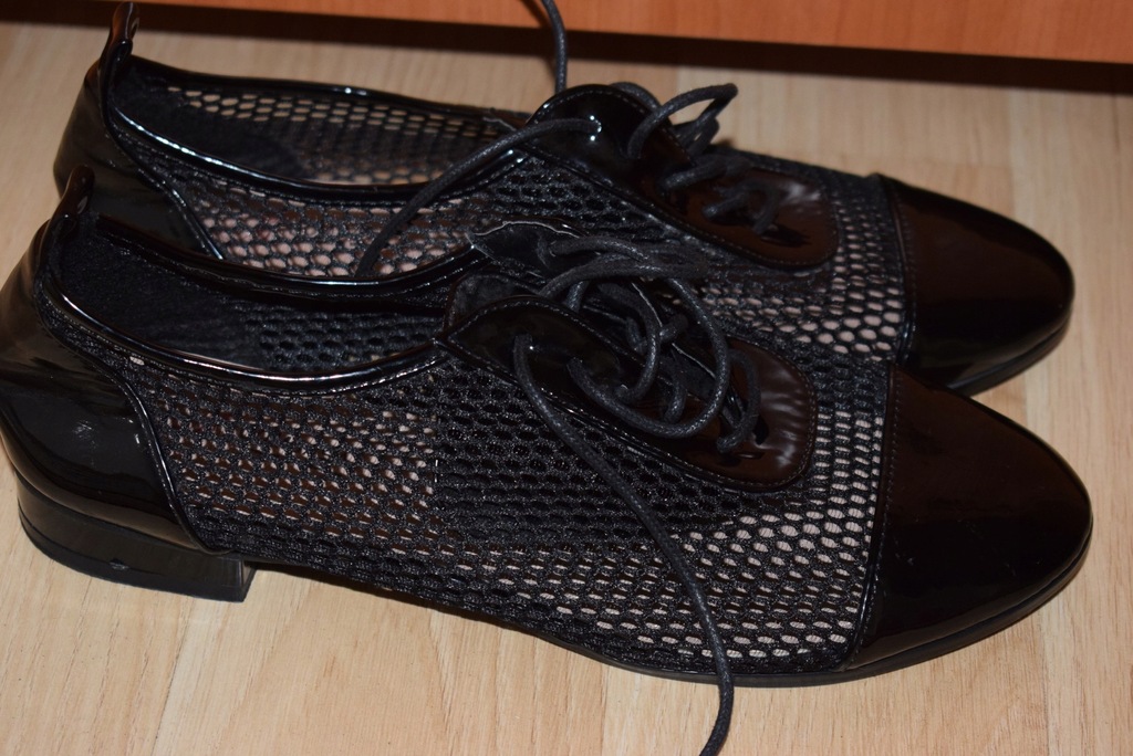 buty płaskie r. 38 czarne z siatką