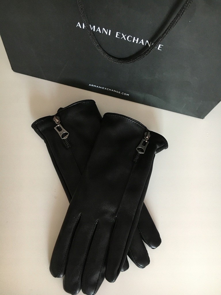Armani Exchange rękawiczki ala skóra zip logo