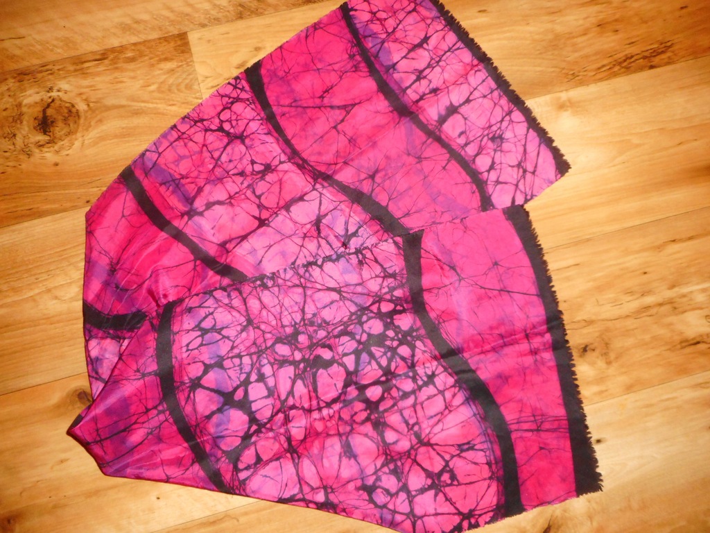 Jedwabny szal purpura czerń magenta