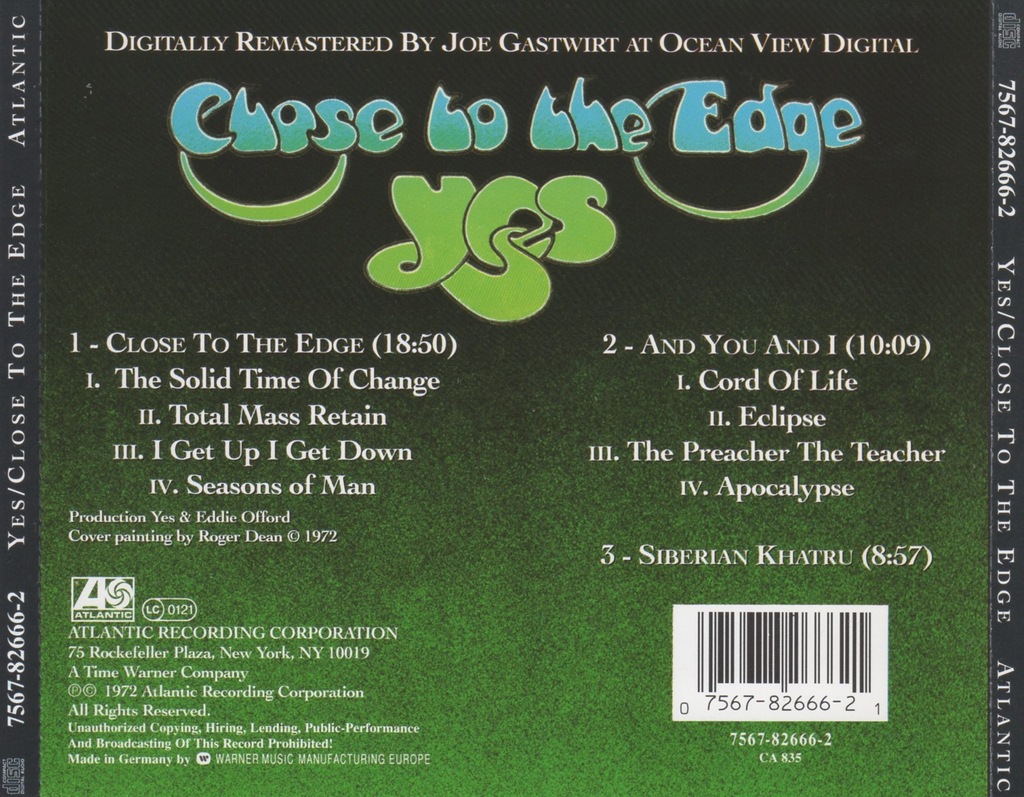 YES CLOSE TO THE EDGE REMASTERED (CD ALBUM) 7367177990 oficjalne archiwum Allegro