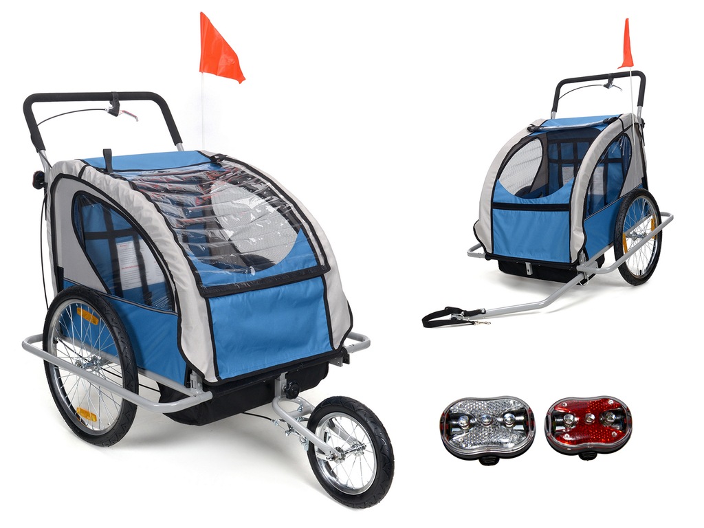 PRZYCZEPKA ROWEROWA SKŁADANA 2W1 JOGGER + LEDY