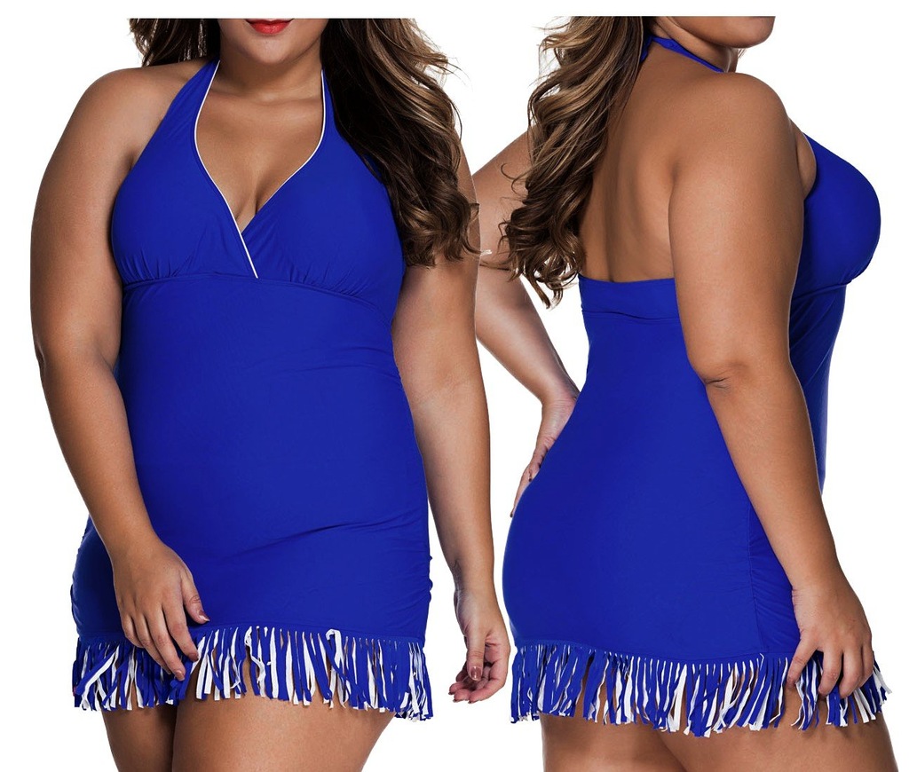 Sukienka strój kąpielowy jednoczęściowy PLUS SIZE - 7545119837