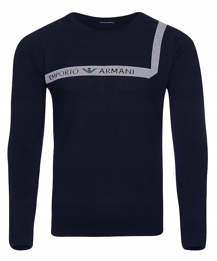 Emporio Armani sweter męski C-Neck Navy/Grey _ XXL