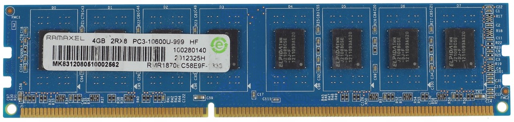 4GB 1333MHz DDR3 RAMAXEL 2Rx8 PC3-10600U 999 HF FV