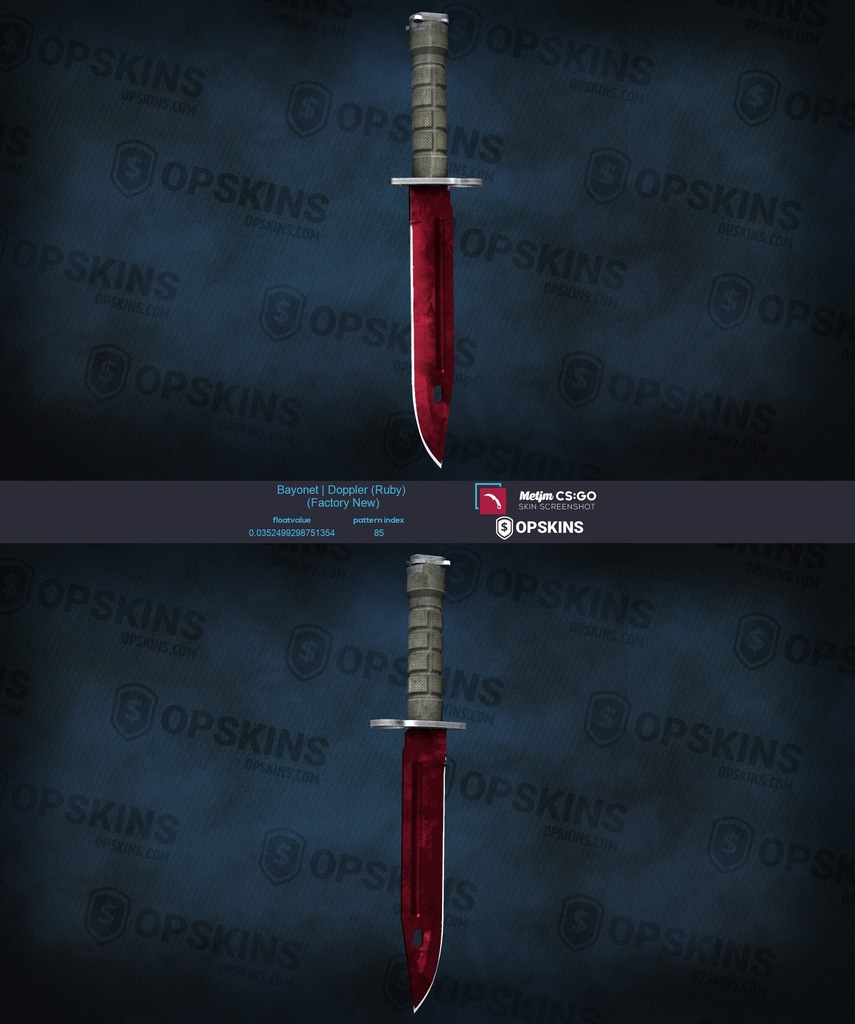 CS GO skin nóż kosa BAYONET DOPPLER RUBY FN