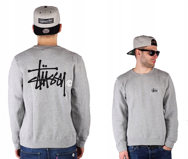 -30% Bluza XL Stussy Basic Logo Crewneck szara