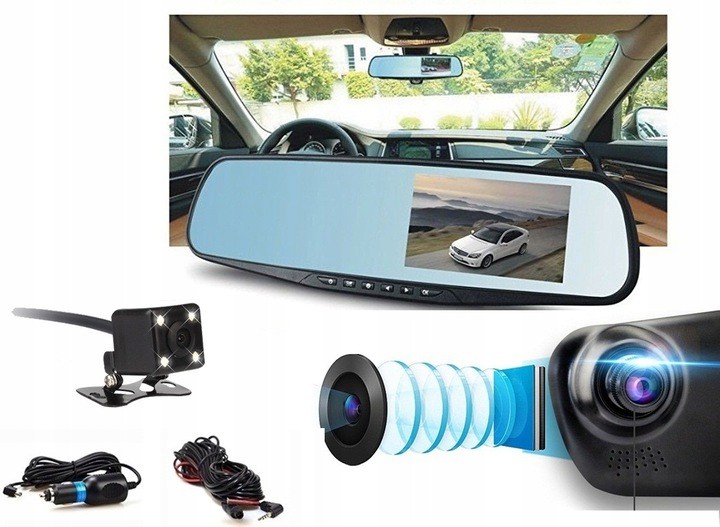 REJESTRATOR JAZDY KAMERA COFANIA W LUSTERKU FULLHD - 7429854819