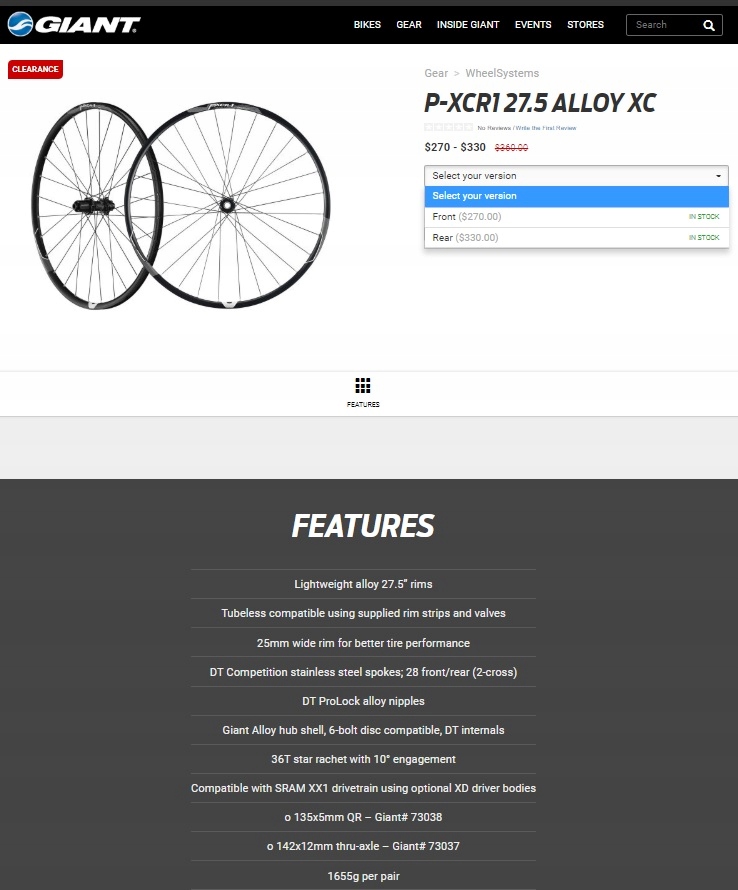 Giant discount p xcr1