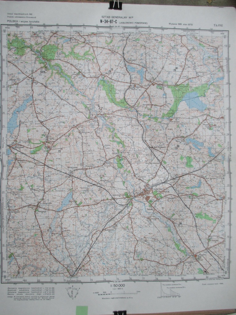 mapa wojskowa pomorskie Wojskowa mapa topograficzna, Jabłonowo Pomorskie   7175491470 