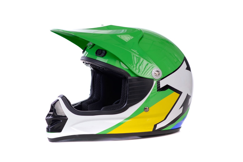 Zielony kask motocyklowy dla dziecka kask junior