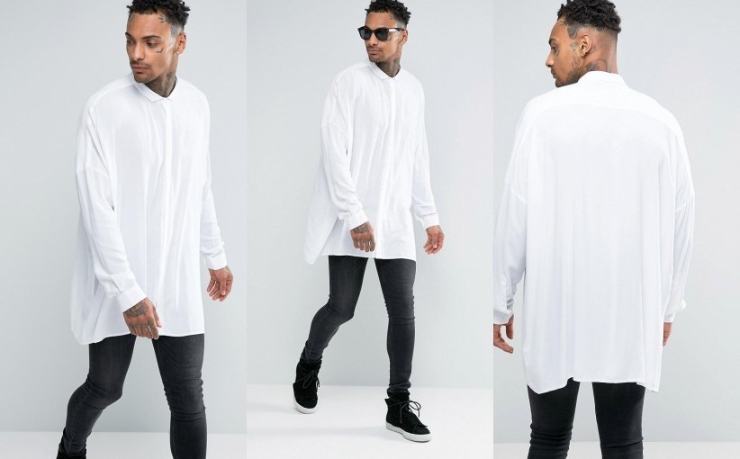 W5E109*MĘSKA BIAŁA KOSZULA OVERSIZE 3XL O02