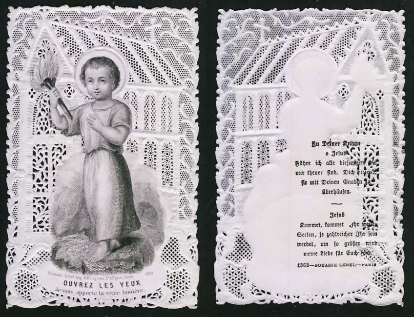 Jezus religia koronka obrazek staloryt XIX w.206