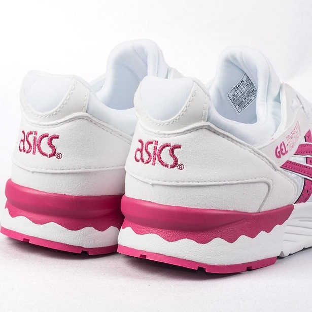 pink and white asics