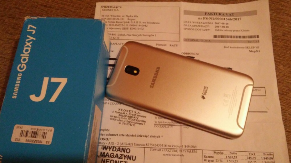 Samsung Galaxy j7 2017, Gold, gwarancja NEONET