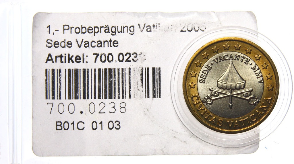 WATYKAN - PRÓBA 1 Euro 2005 - SEDE VACANTE + cert