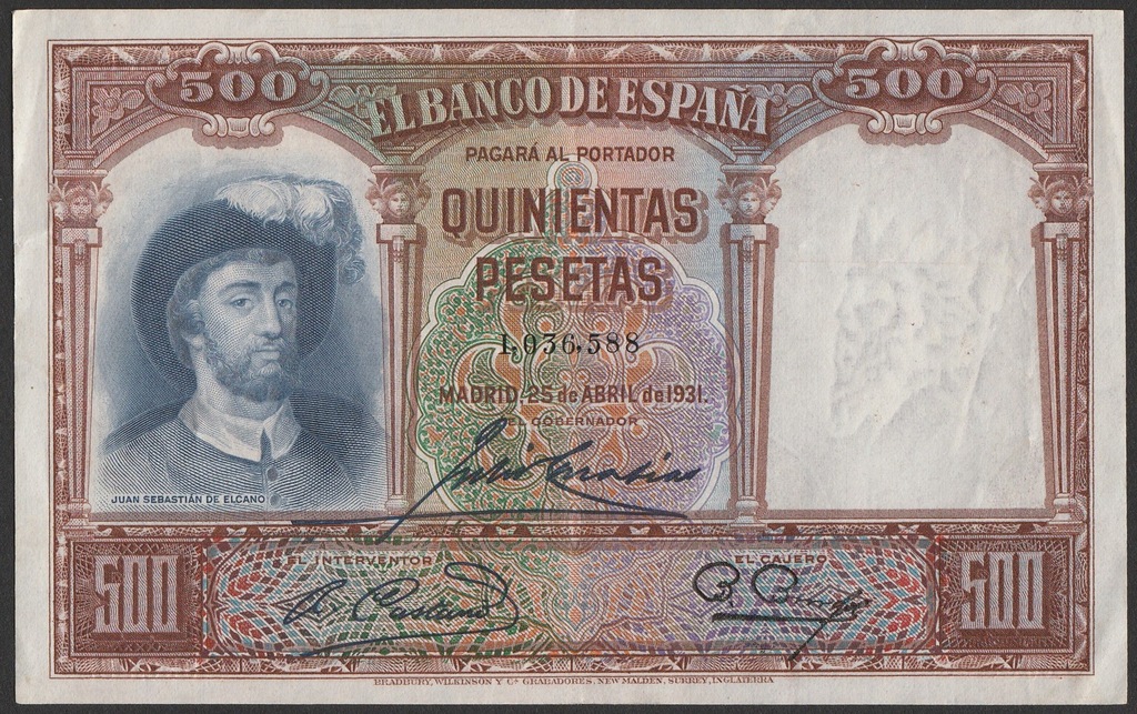 Hiszpania - 500 peset - 1931 - stan 2/3