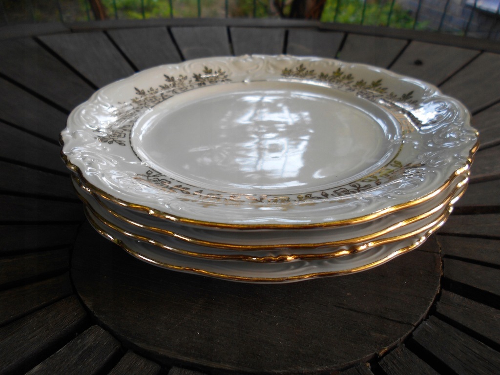 TALERZE DESEROWE BOGATO ZŁOCO-PORCELANA WAWEL-4SZ
