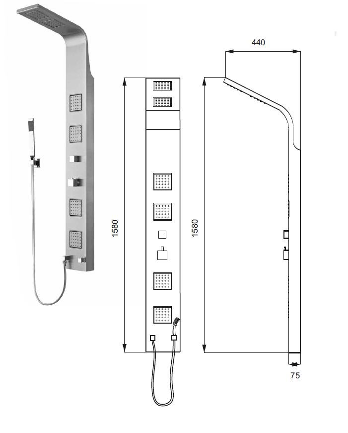ACTIMA OMEGA QUATRO panel natryskowy termostat