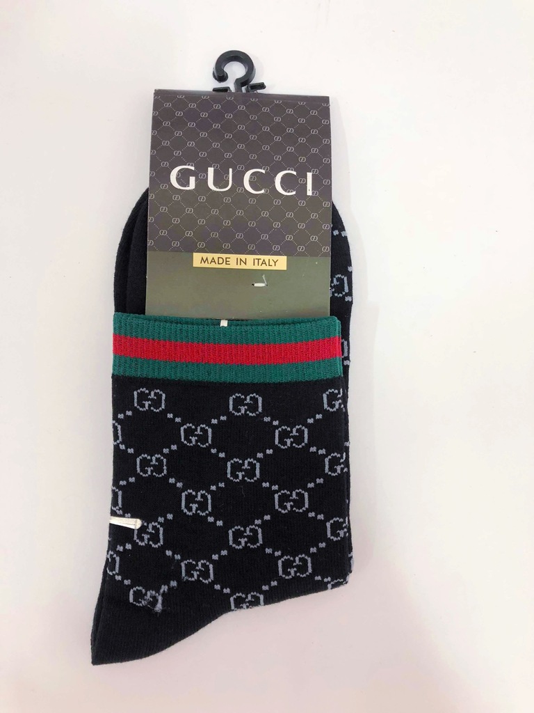 skarpetki Gucci logo męskie damskie siwiec czarne