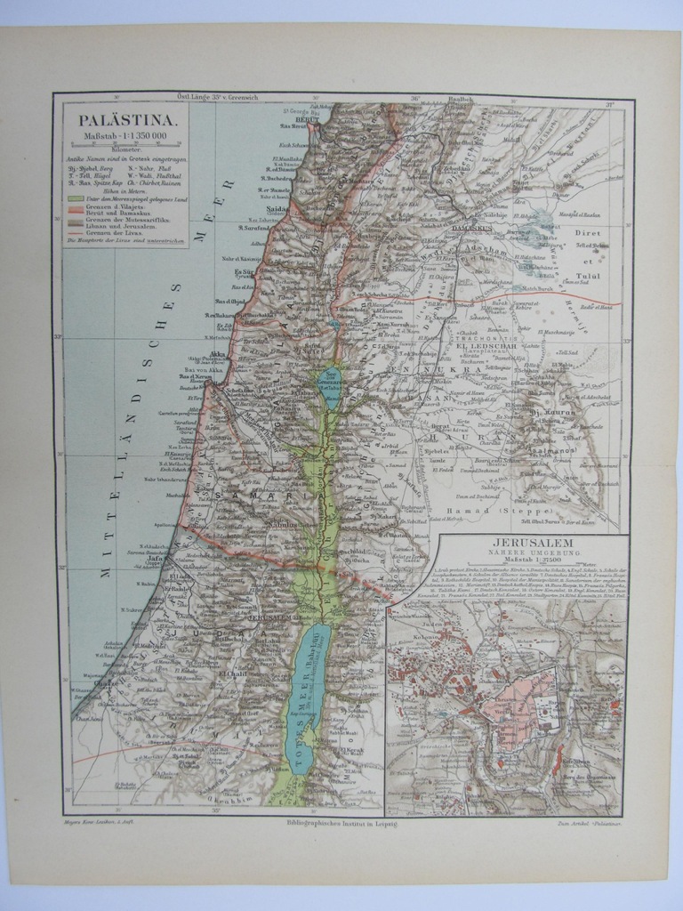 AZJA PALESTYNA JEROZOLIMA mapa 1897 r.