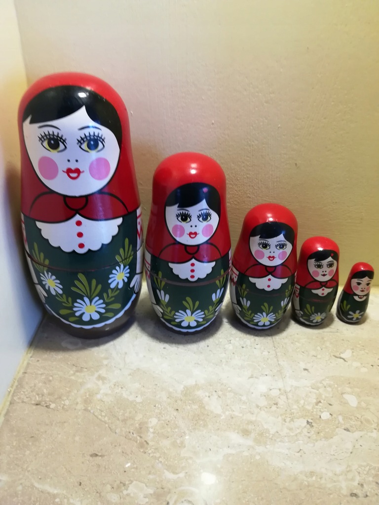 Matrioszka baba w babie Rosja 5 elementy wys 14 cm