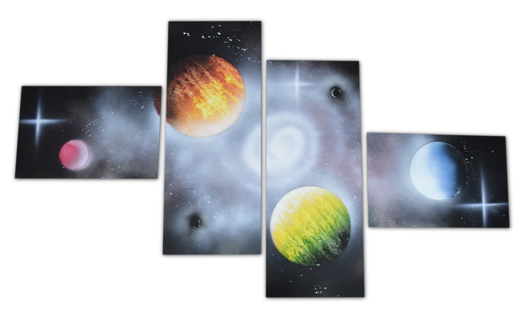 Obraz KOSMOS PLANETY sprayem ręcznie malowany nr88