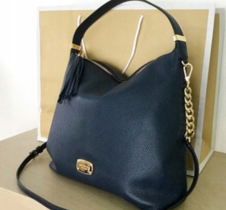 michael kors bedford large navy blue shoulder bags