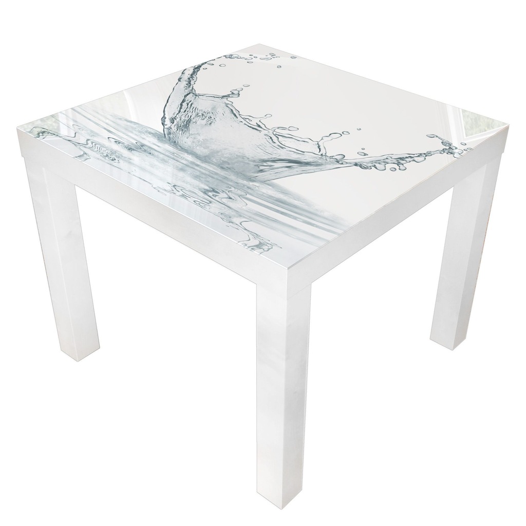 Stolik IKEA 55x55 biały szklany blat KROPLE