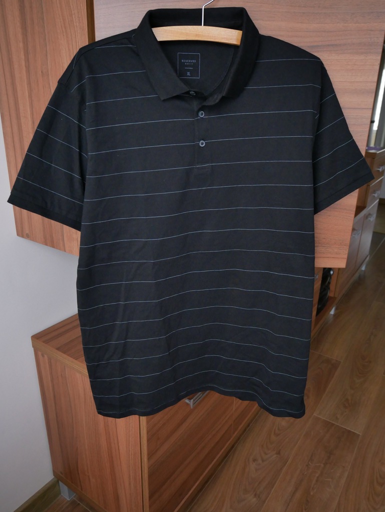 Koszulka polo męska Reserved L / XL czarna w paski